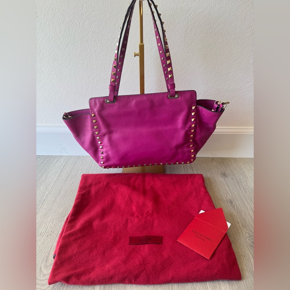 Valentino Rockstud Pink Leather Shoulder Bag - Picture 3 of 9
